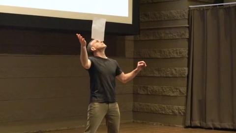 David balancing paper on his nose