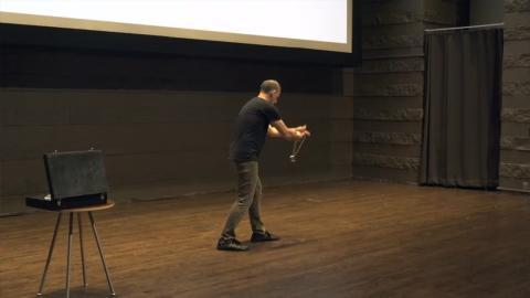 David performs splitting the atom